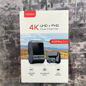 VIOFO Pro Duo 4K UHD Dual Channel Dash Cam Front and Rear GPS WiFi New Open Box
